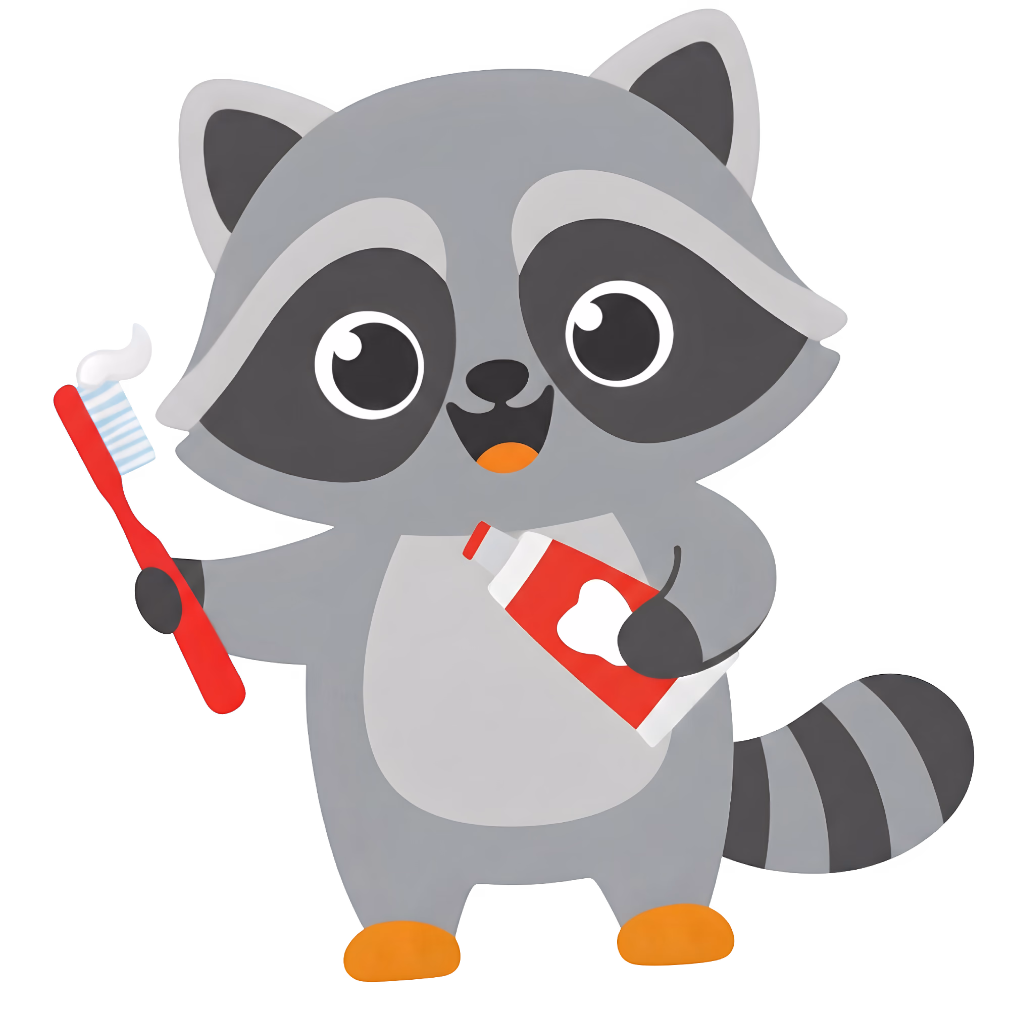 Raccoon with toothbrush